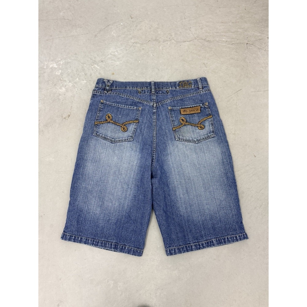 Vintage LRG Jorts Baggy Skater Denim Shorts Rope Embroidered Y2K Hip Hop Mens 36